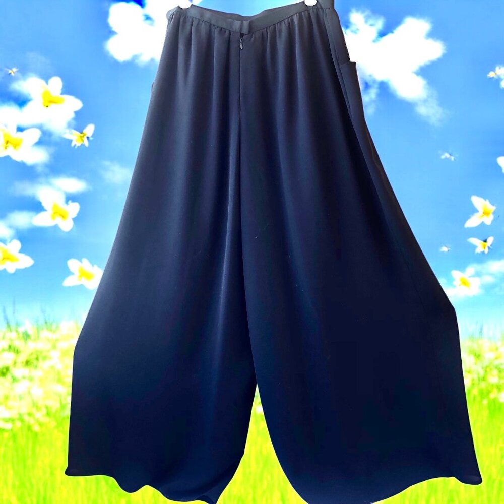Harve Benard Holtzman Black Opera Palazzo Pants Wide Legs Maxi Skirt Womens 14